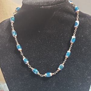Chic Blue Beaded Necklace
